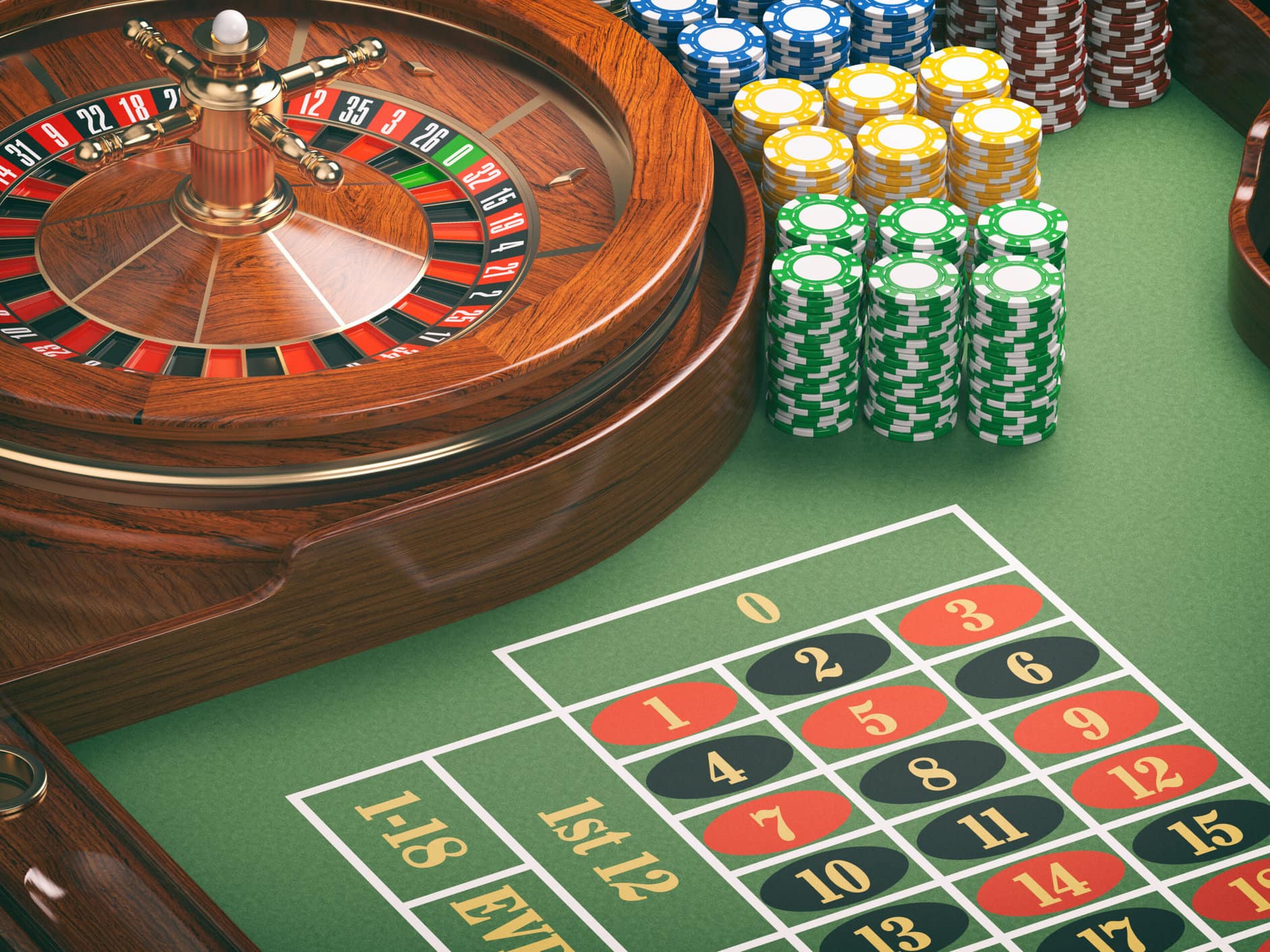 Roulette table and chips